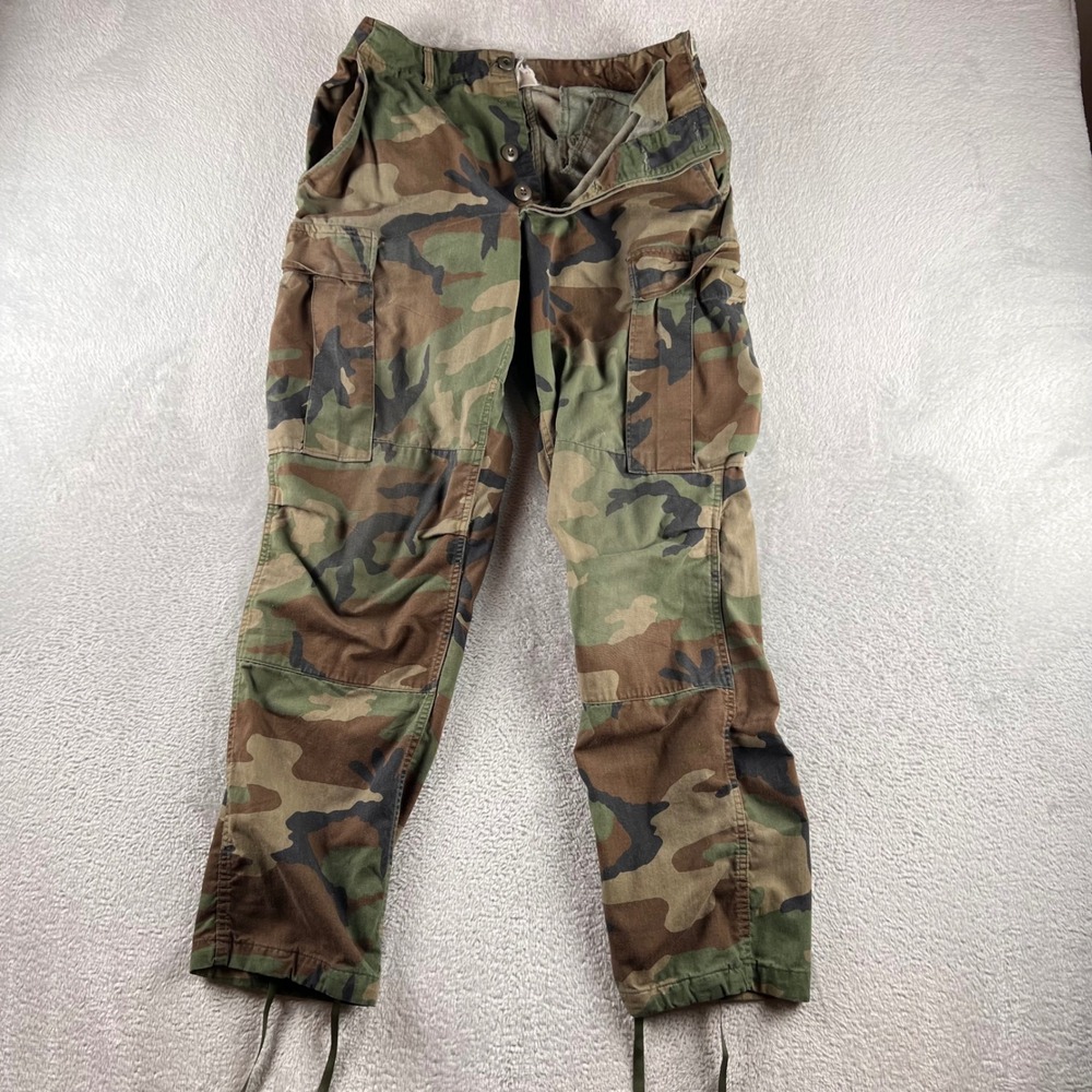 Vintage Camo Cargo Pants Men's 30x29 Woodland Button Fly Army READ